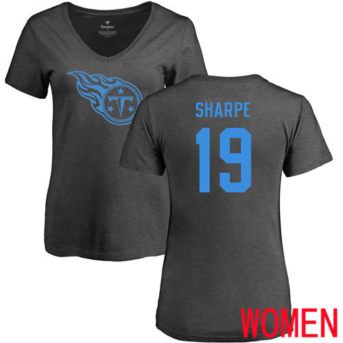 Tennessee Titans Ash Women Tajae Sharpe One Color NFL Football #19 T Shirt